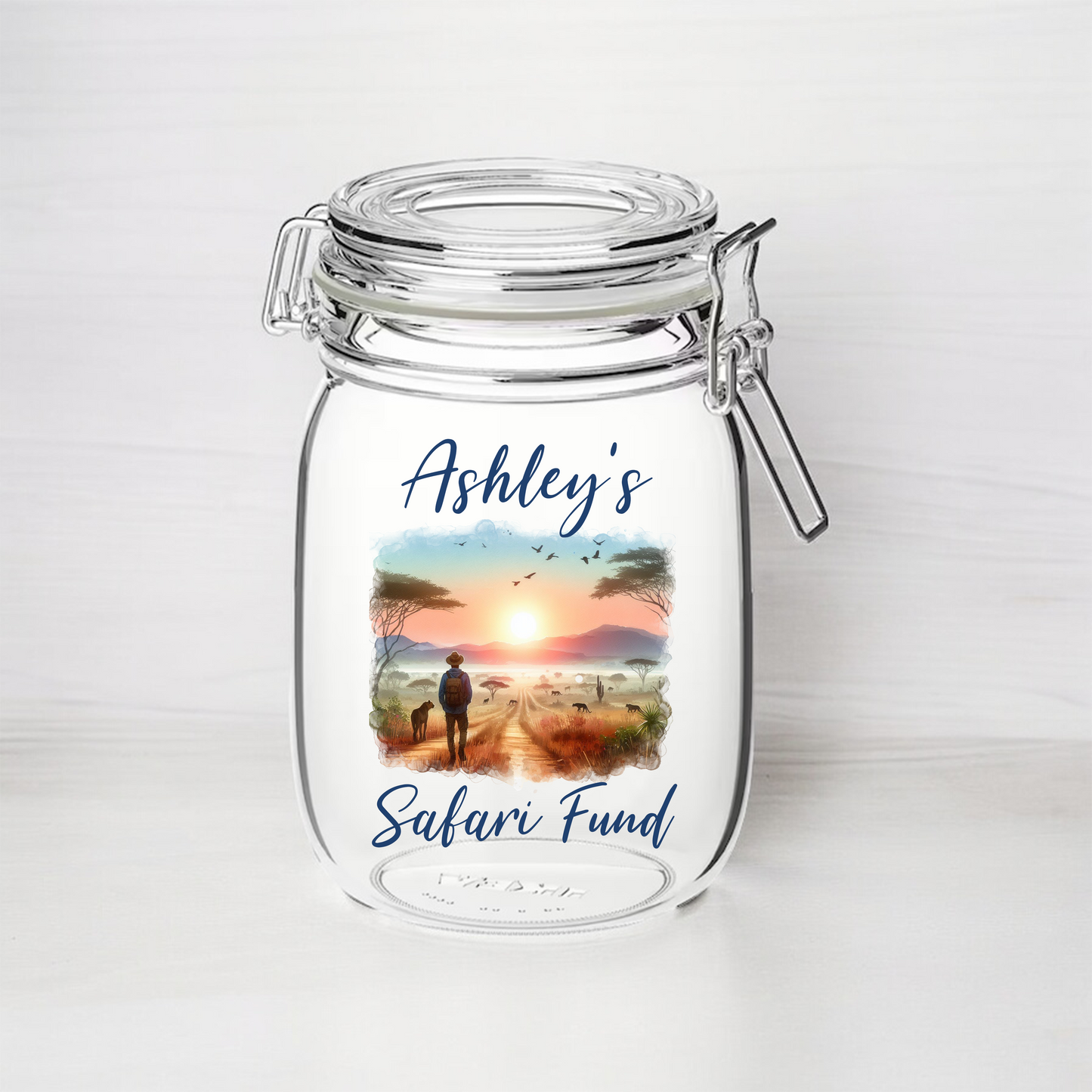 Personalised Safari Fund - Kilner Style Gift Jar - FJ36