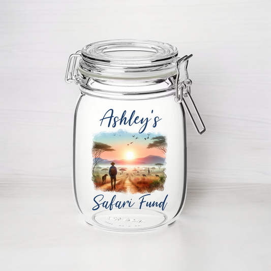 Personalised Safari Fund - Kilner Style Gift Jar - FJ36