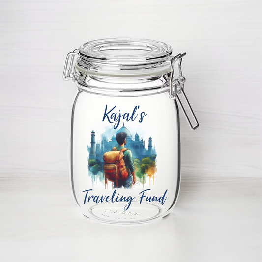Personalised Traveling Fund - Kilner Style Gift Jar B - FJ38