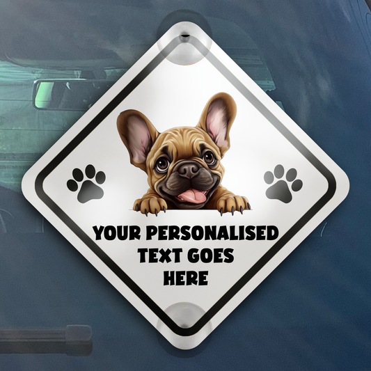 Personalised Dog On Board Car Window Sign - French Bulldog