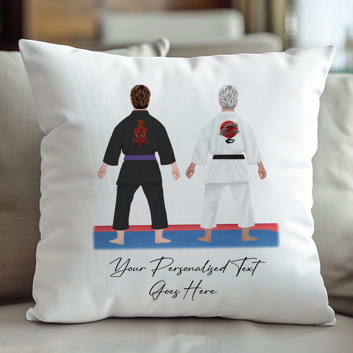 Personalised Karate, Judo, Ju Jitsu, Taekwondo Martial Arts Gi Creator - Cushion - 2 People