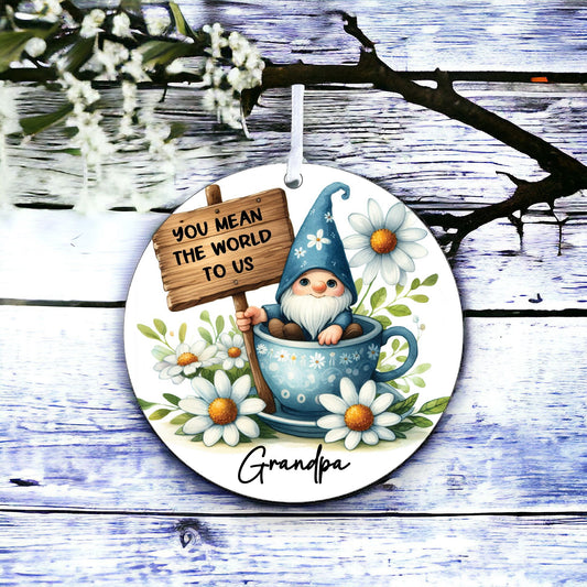Personalised Male Gnome Blue Cup Decoration