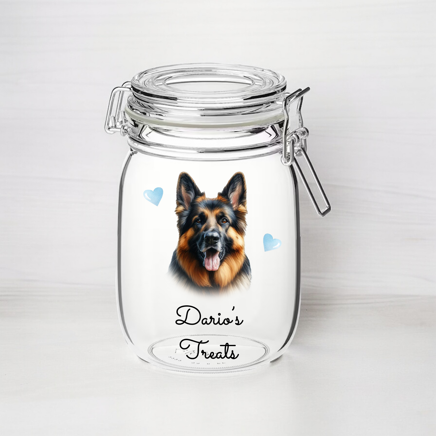 Personalised German Shepard Dog Treat Kilner Style Gift Jar - DGJR25