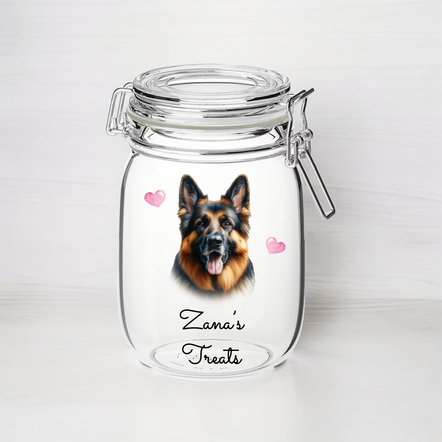 Personalised German Shepard Dog Treat Kilner Style Gift Jar - DGJR25