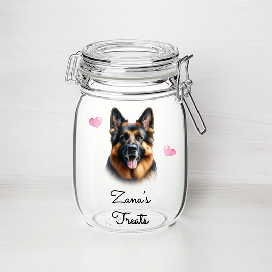 Personalised German Shepard Dog Treat Kilner Style Gift Jar - DGJR25