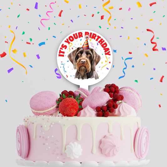 Personalised Dog Party Hat Cake Topper - German Wirehaired Pointer