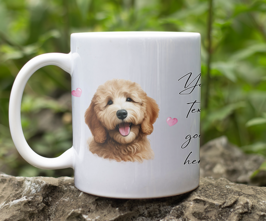 Personalised Dog Gift Mug - Golden Doodle with Custom Message and Optional Hearts