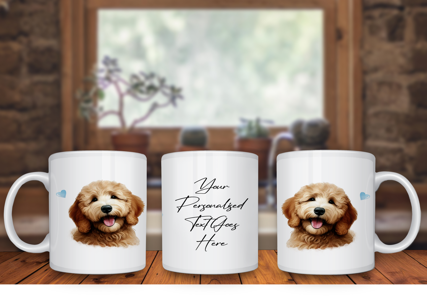 Personalised Dog Gift Mug - Golden Doodle with Custom Message and Optional Hearts