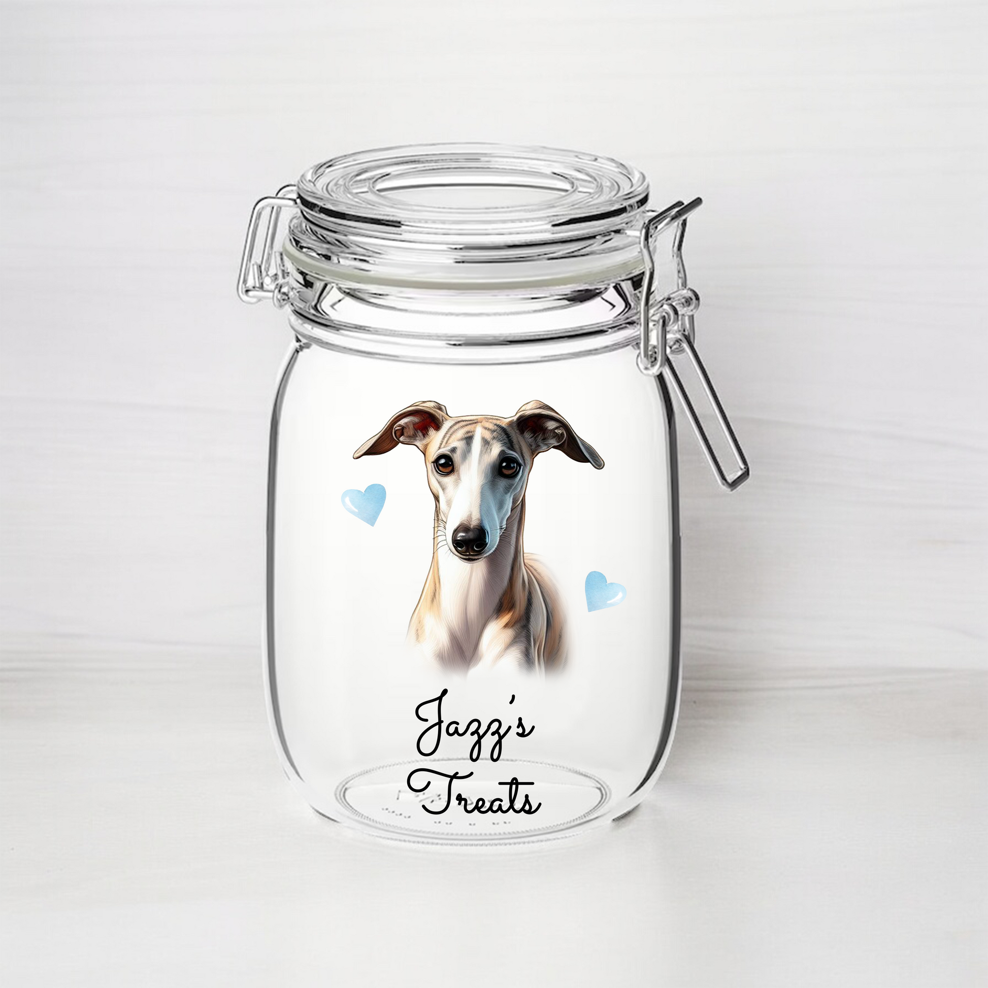 Personalised Grey Hound Dog Treat Kilner Style Gift Jar DGJR28 Floppsie Moppsie