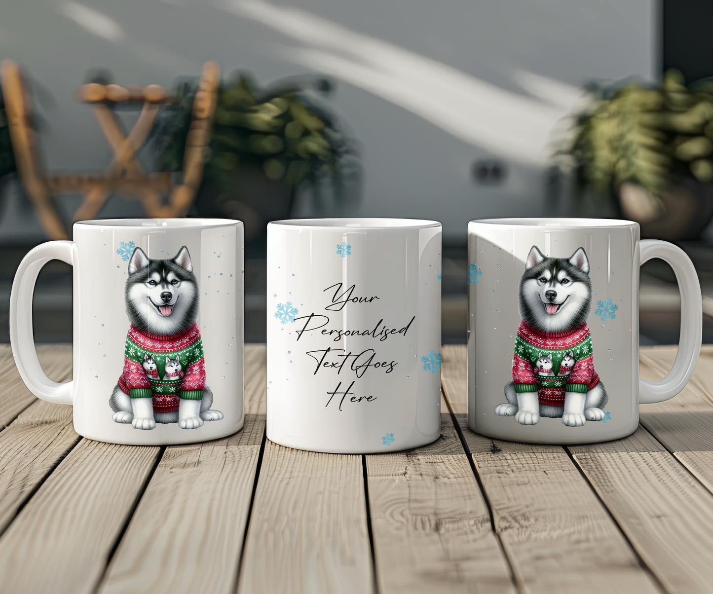 Personalised Husky - Dog Christmas Jumper Gift Mug