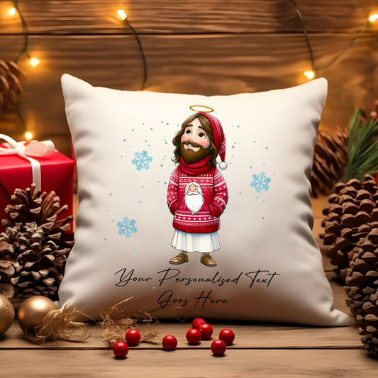 Personalised Christmas Jumper Jesus - Cushion Cover Gift