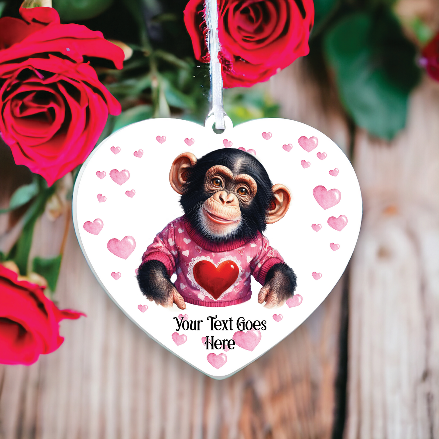 Personalised Chimpanzee Love Animal Decoration B
