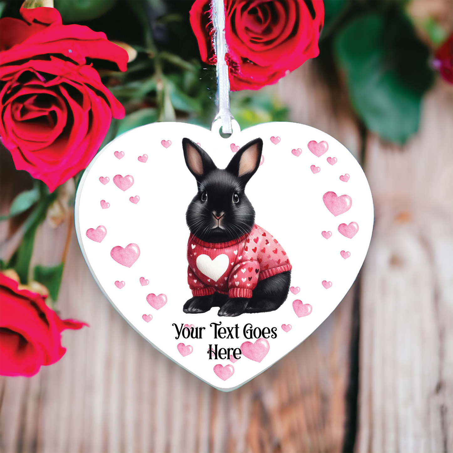Personalised Black Rabbit Love Animal Decoration