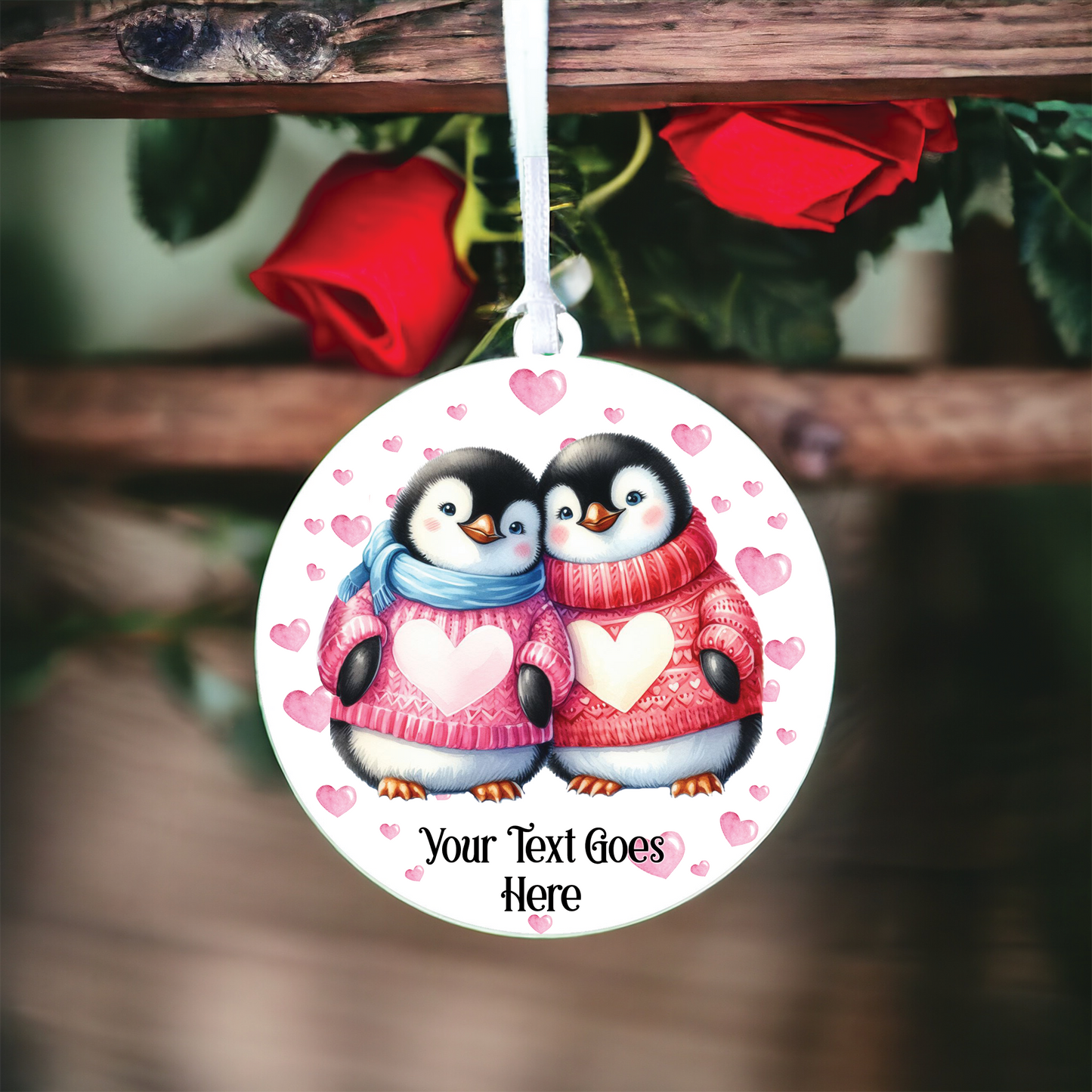 Personalised Penguin Couple Love Animal Decoration