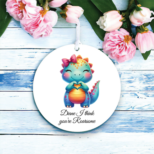 Personalised Cute Dinosaur Love Heart Hand Decoration