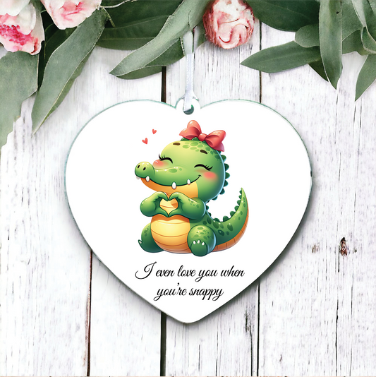 Personalised Cute Crocodile Love Heart Hand Decoration