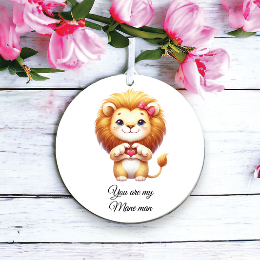 Personalised Cute Lion Love Heart Hand Decoration
