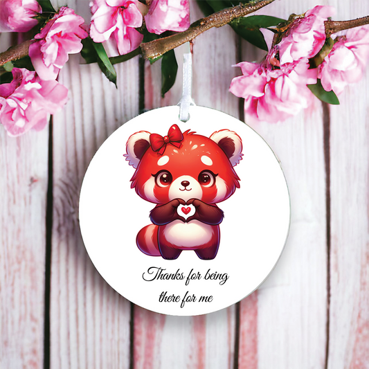 Personalised Cute Red Panda Love Heart Hand Decoration