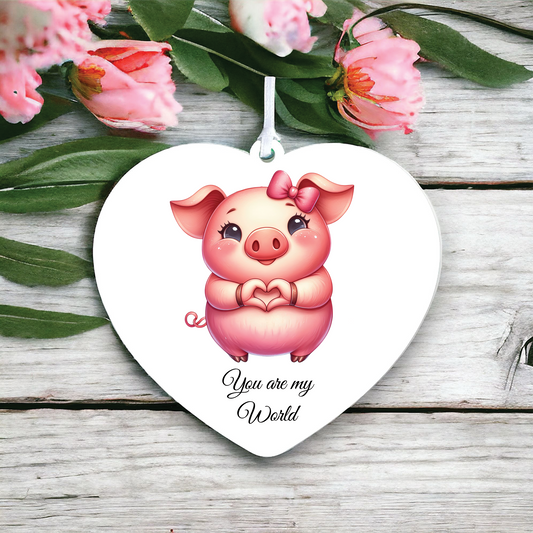 Personalised Cute Pig Love Heart Hand Decoration