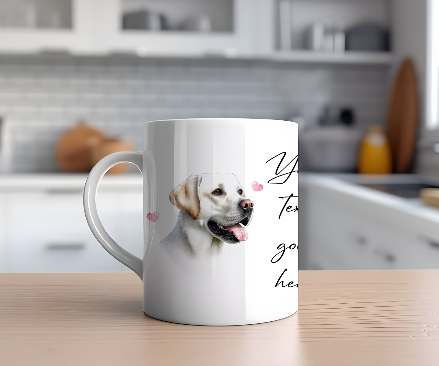 Personalised Dog Gift Mug - White Labrador with Custom Message and Optional Hearts