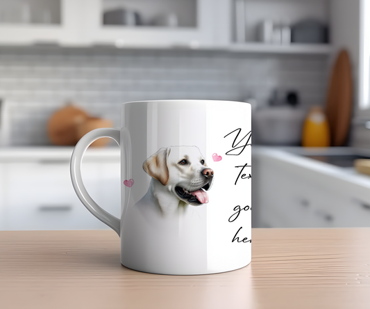 Personalised Dog Gift Mug - White Labrador with Custom Message and Optional Hearts