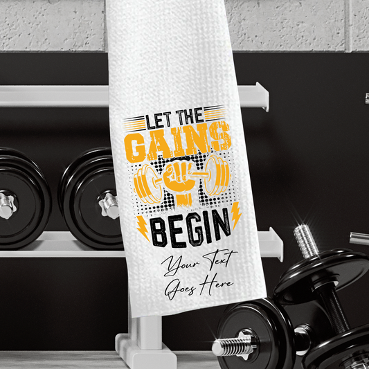 Personalised Let the Gains Begin - Gift Gym Sports Towel