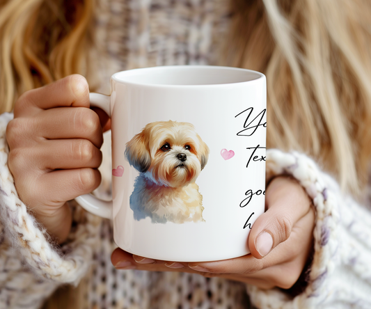 Personalised Dog Gift Mug - Shorthaired Lhasa Apso with Custom Message and Optional Hearts