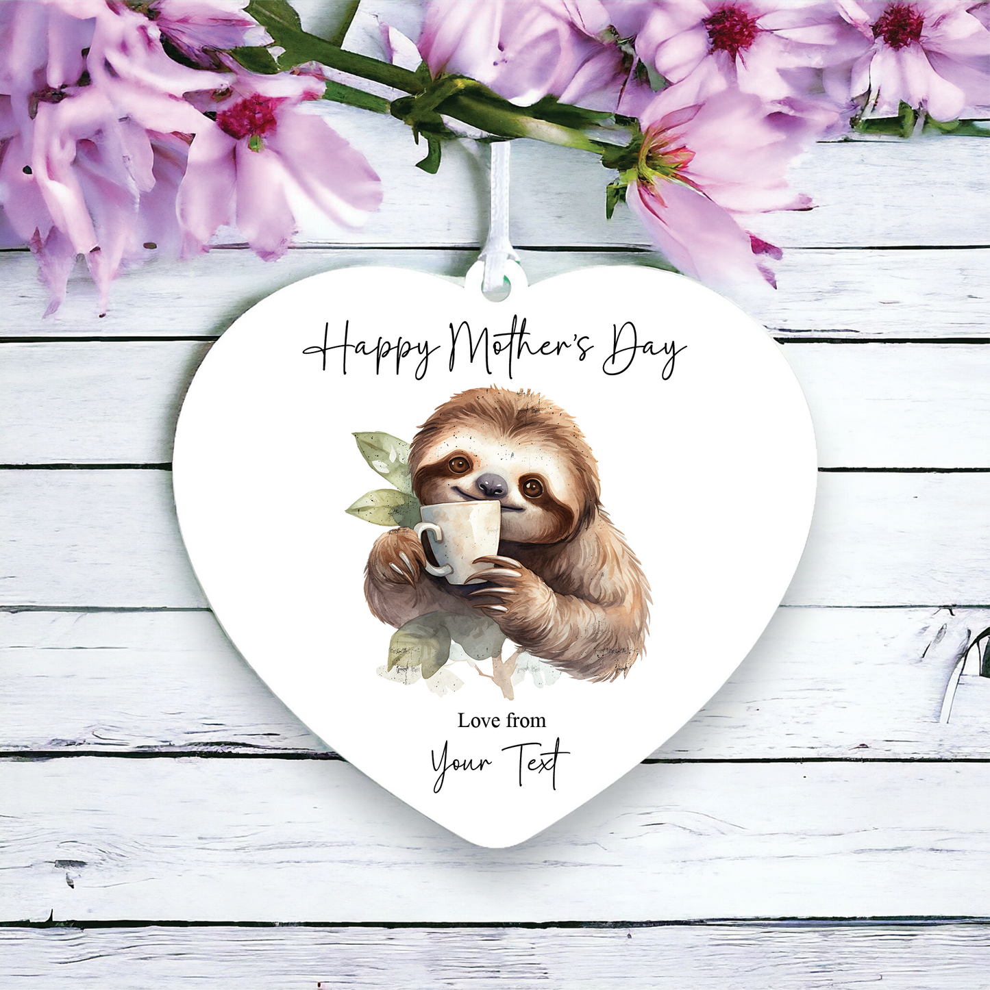 Personalised Mother's Day Sloth Drinking Decoration