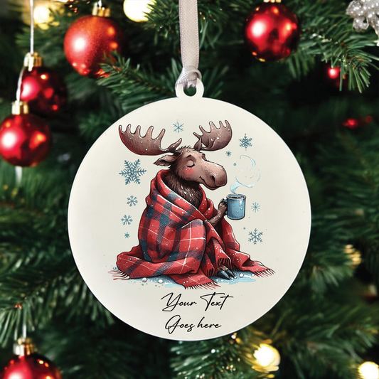 Personalised Christmas Moose - Hanging Bauble Decoration
