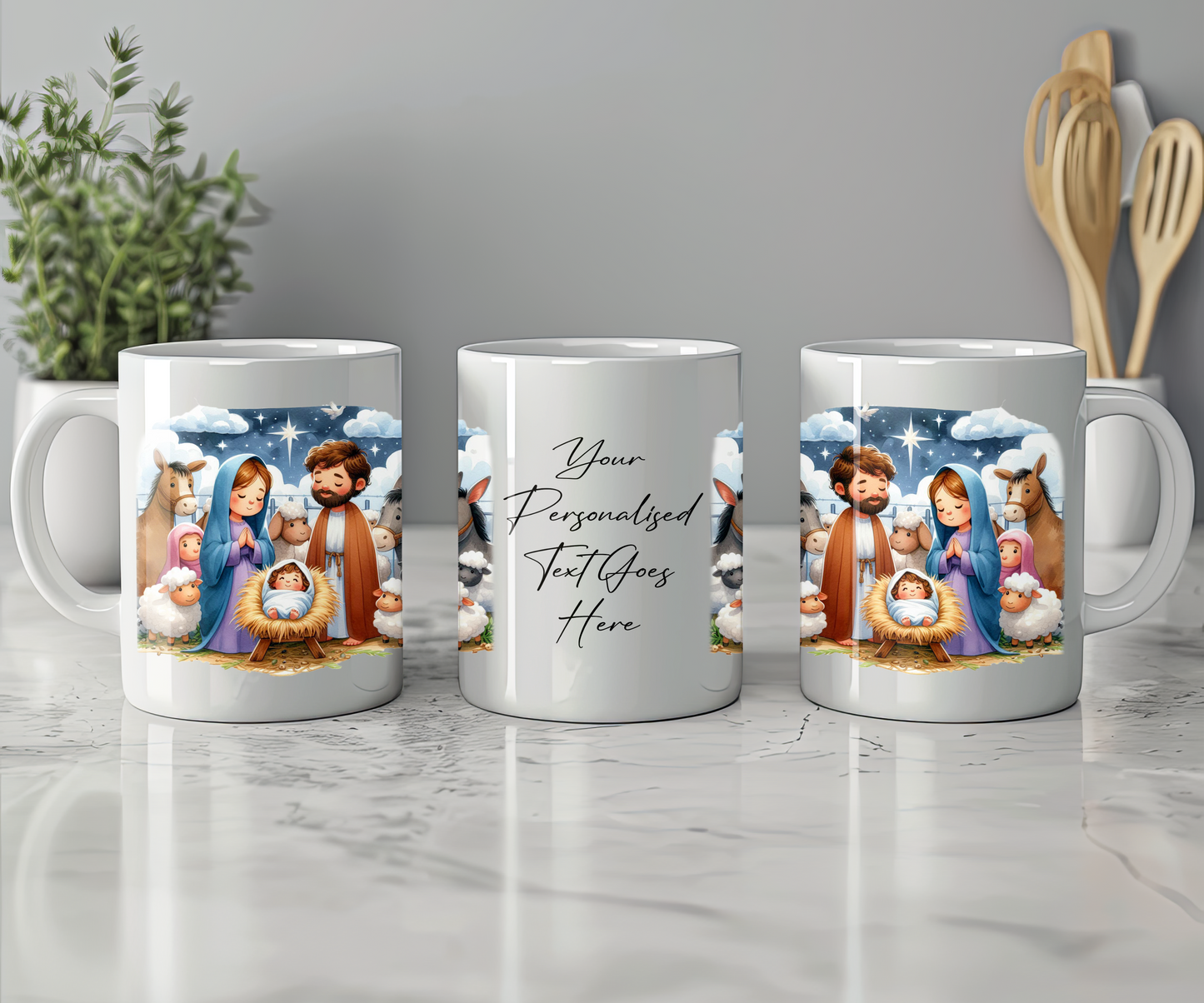 Personalised Christmas Nativity Scene Gift Mug