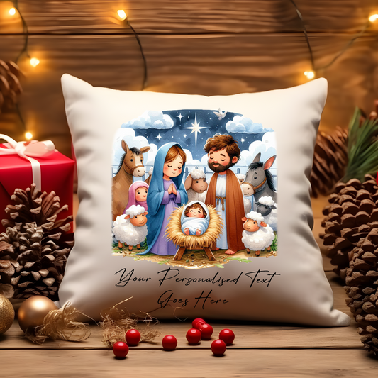 Personalised Christmas Nativity Scene - Cushion Cover Gift
