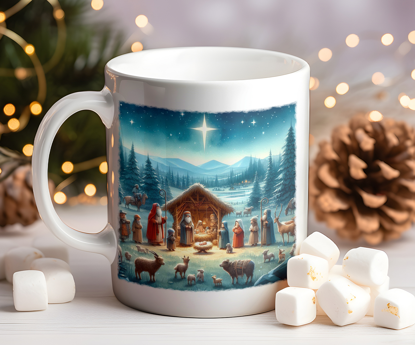Personalised Christmas Nativity Scene Gift Mug - Style B