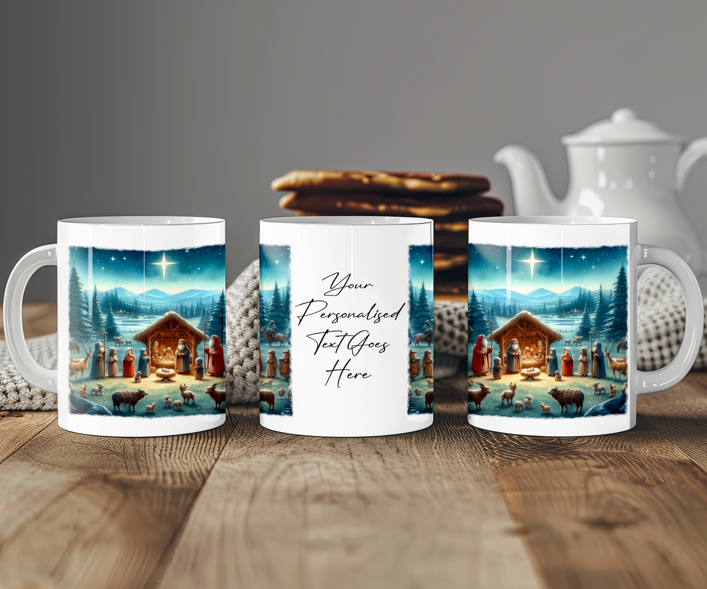 Personalised Christmas Nativity Scene Gift Mug - Style B