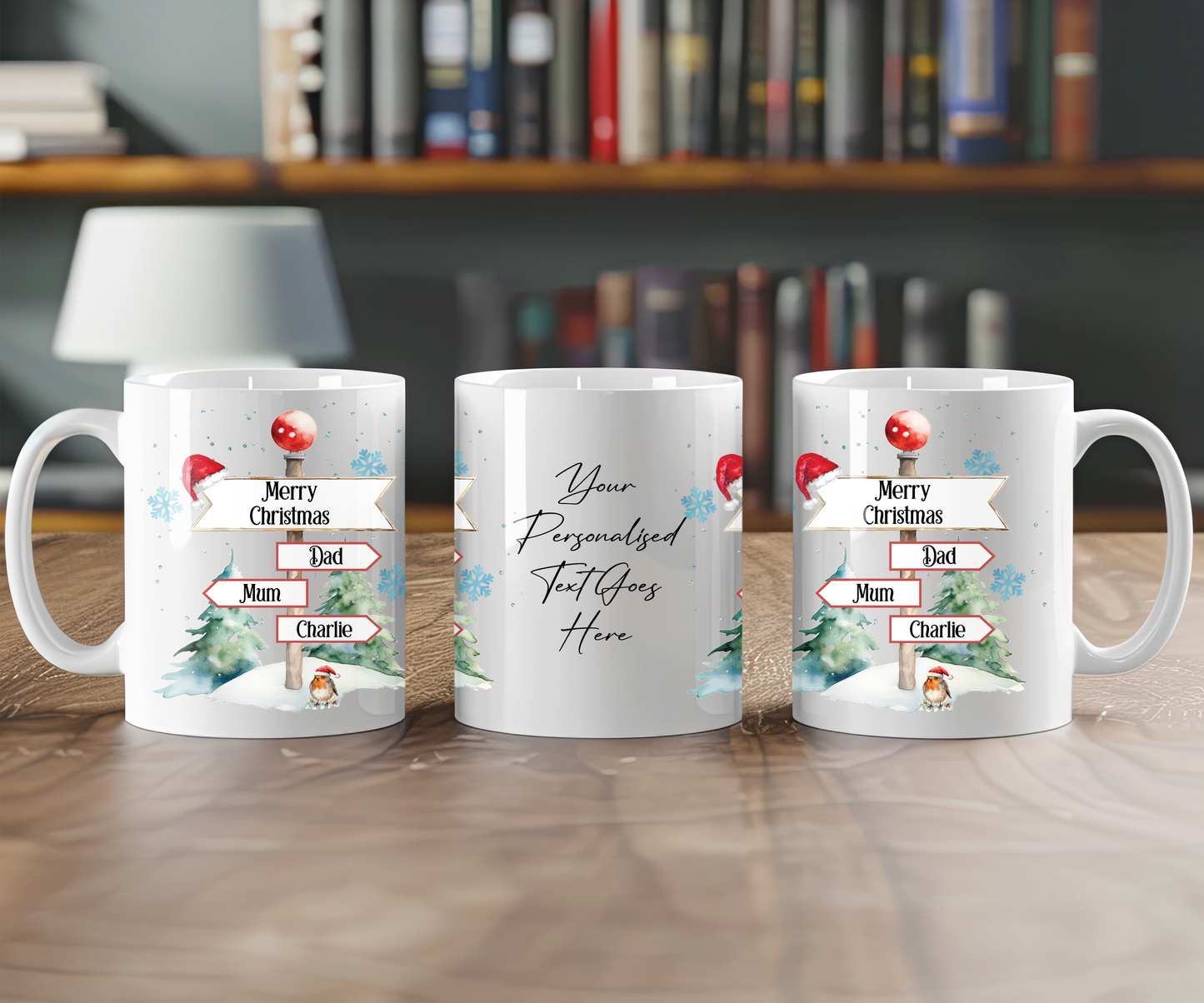 Personalised Christmas North Pole Sign Christmas with 3 Names Gift Mug