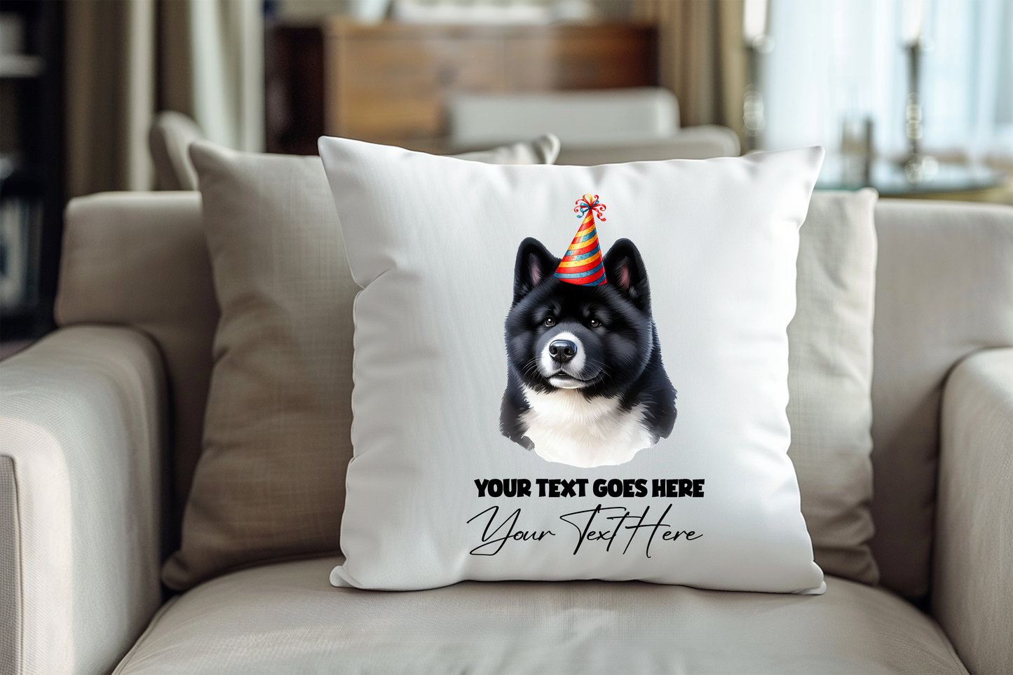 Akita Dog Personalised Birthday Congratulations Pet Keepsake Cushion Gift