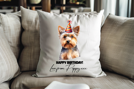 Yorkshire Terrier Dog Personalised Birthday Congratulations Pet Keepsake Cushion Gift