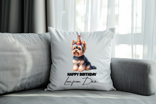 Yorkshire Terrier Dog Personalised Birthday Congratulations Pet Keepsake Cushion Gift