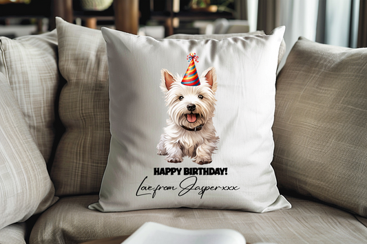 West Highland Terrier Dog Personalised Birthday Congratulations Pet Keepsake Cushion Gift