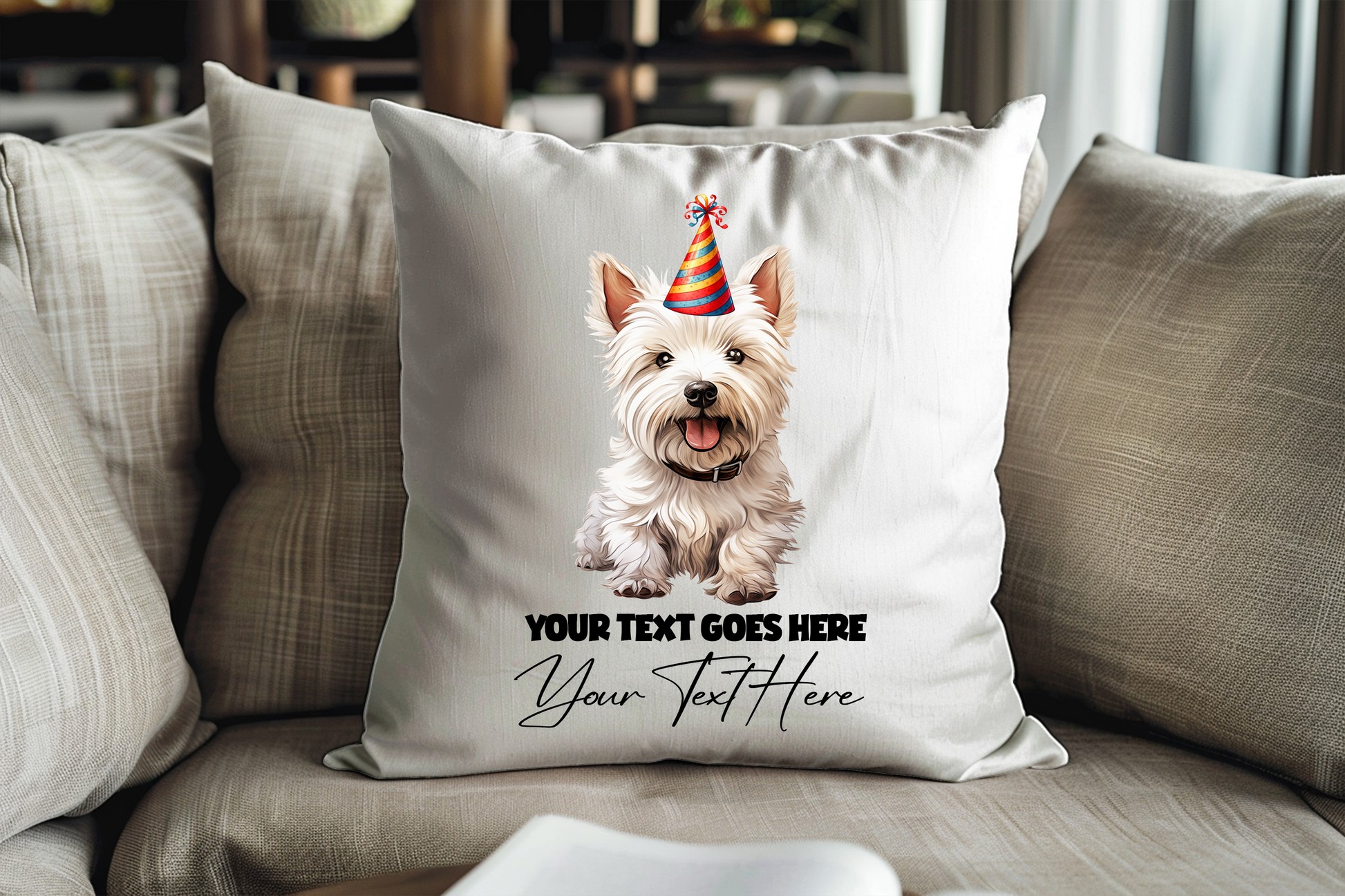 West Highland Terrier Dog Personalised Birthday Congratulations Pet Keepsake Cushion Gift