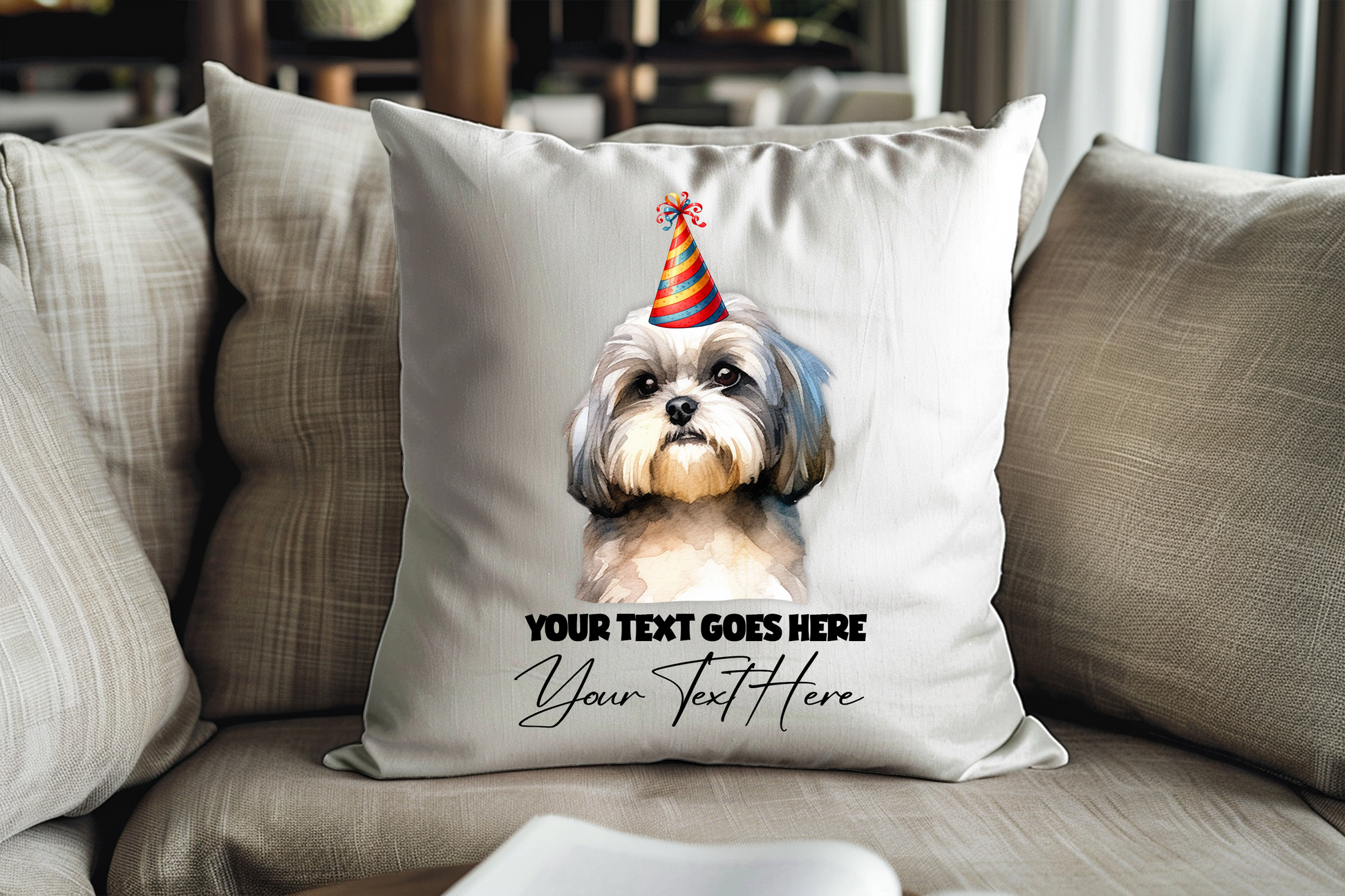 Shih Tzu Dog Personalised Birthday Congratulations Pet Keepsake Cushion Gift