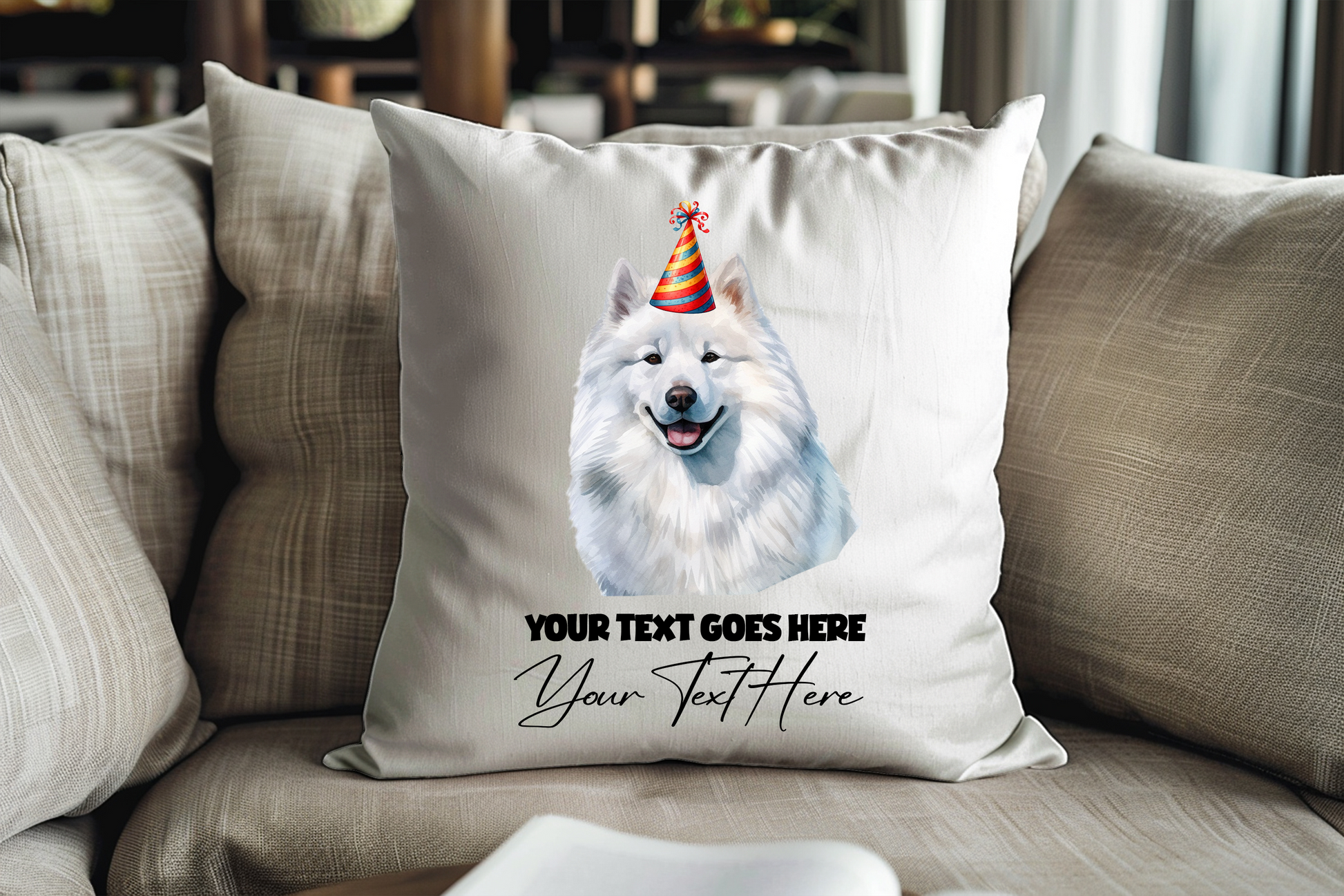 Samoyed Dog Personalised Birthday Congratulations Pet Keepsake Cushion Gift