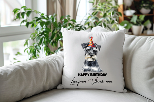 Miniature Schnauzer Personalised Birthday Congratulations Pet Keepsake Cushion Gift