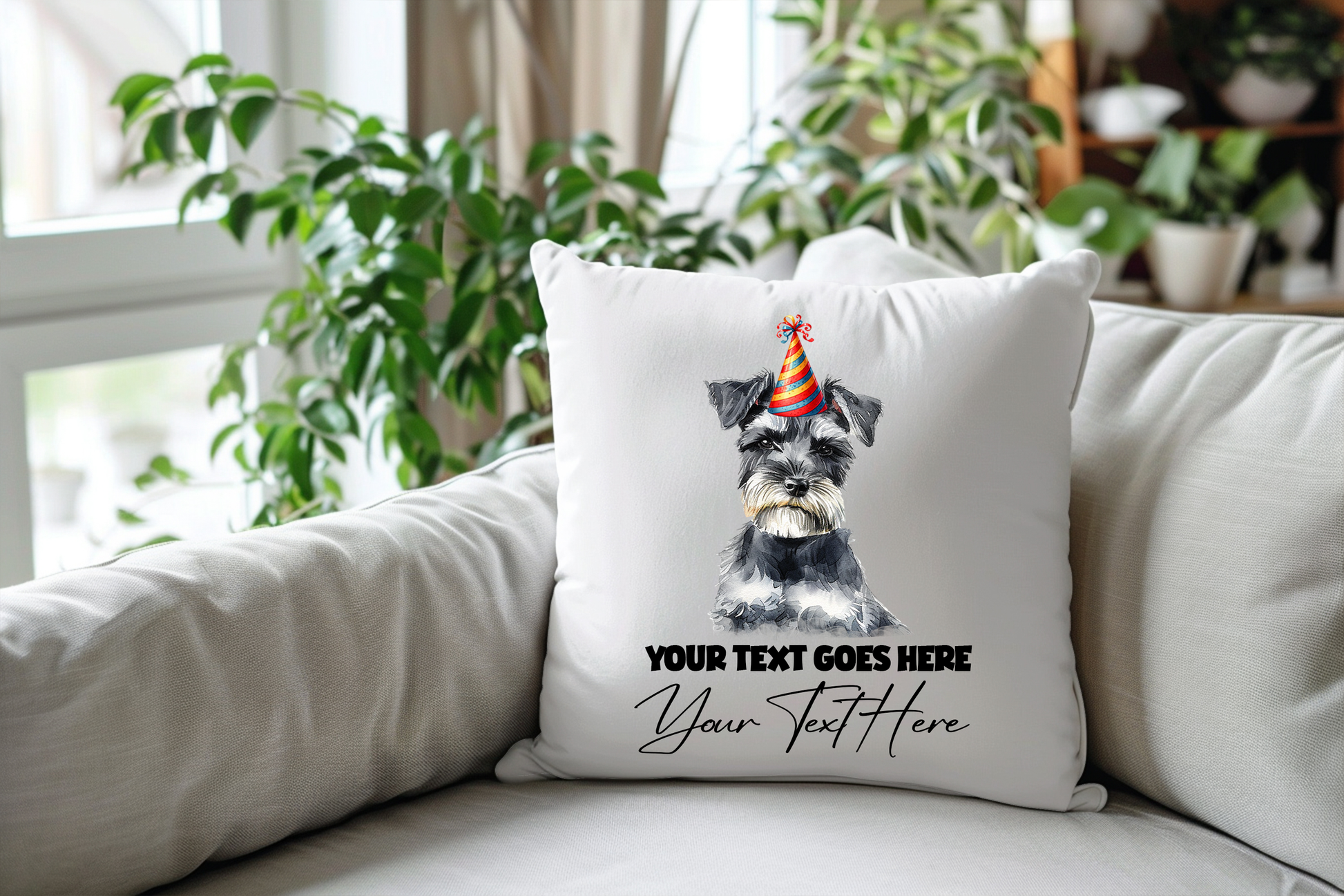 Miniature Schnauzer Personalised Birthday Congratulations Pet Keepsake Cushion Gift