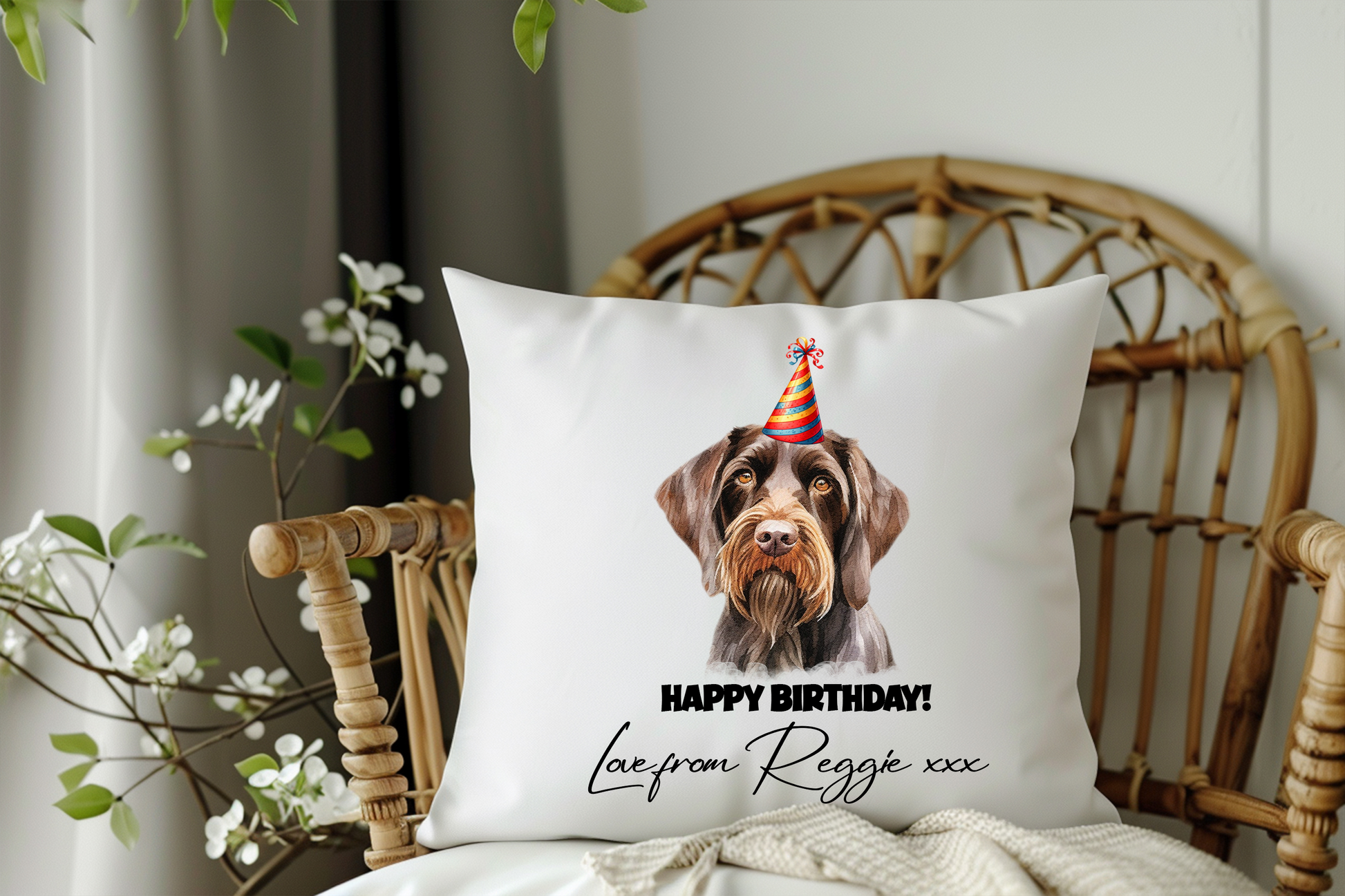 German Wirehaired Pointer Personalised Pet Keepsake Cushion Gift