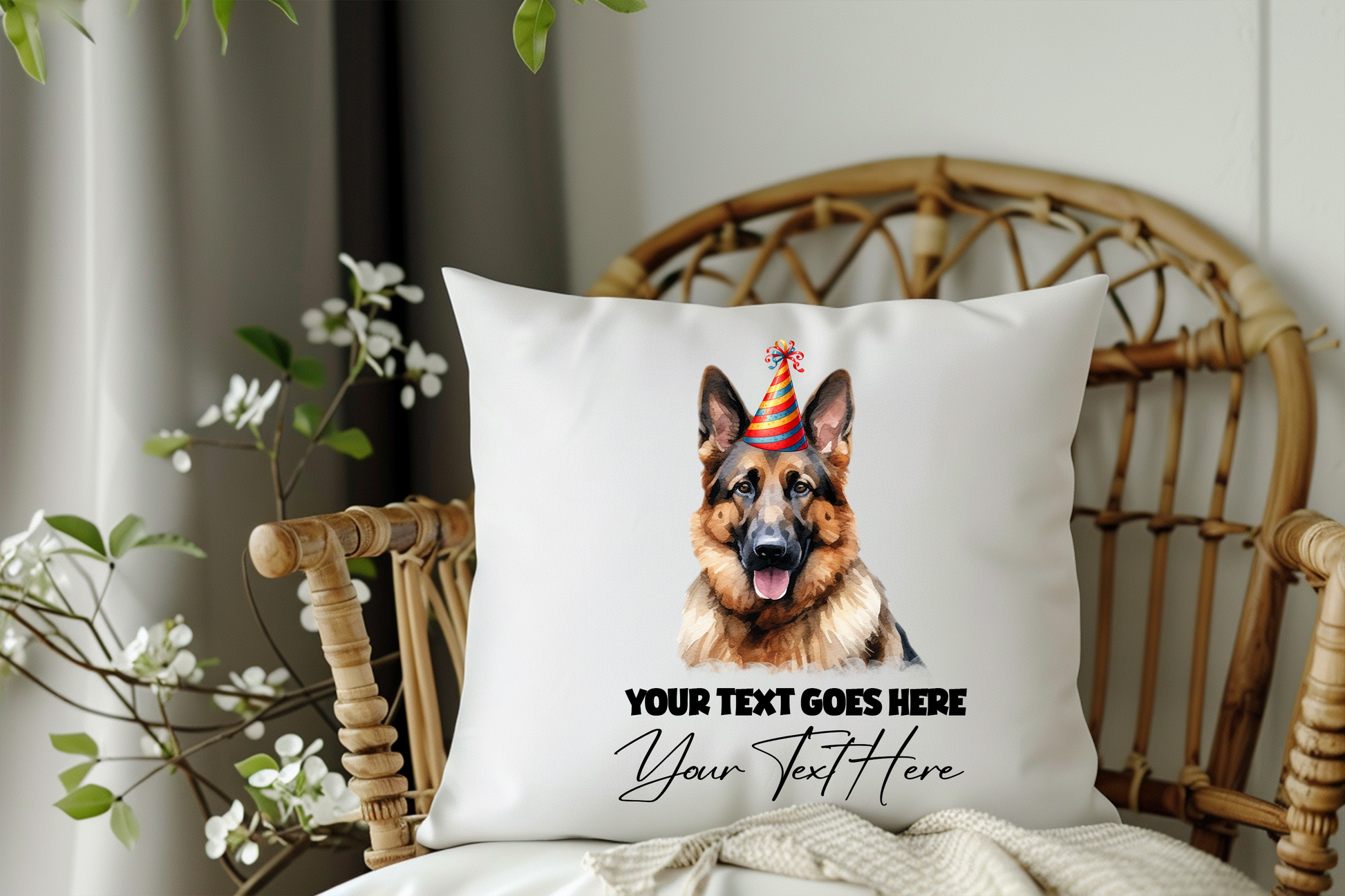 German Shepard Personaslied Birthday Congratulations Pet Keepsake Cushion Gift