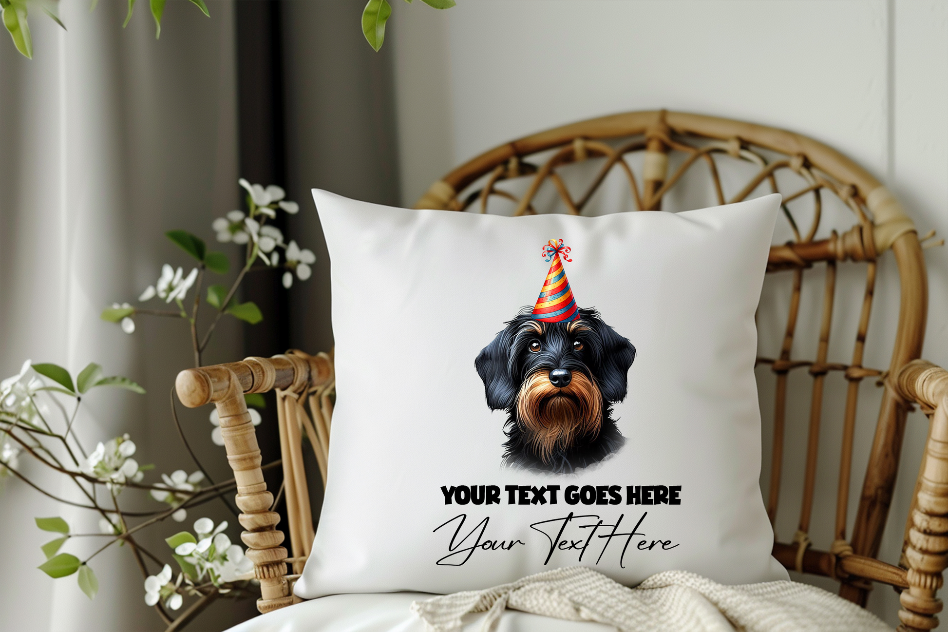 Wirehaired Dachshund Personalised Birthday Congratulations Pet Keepsake Cushion Gift