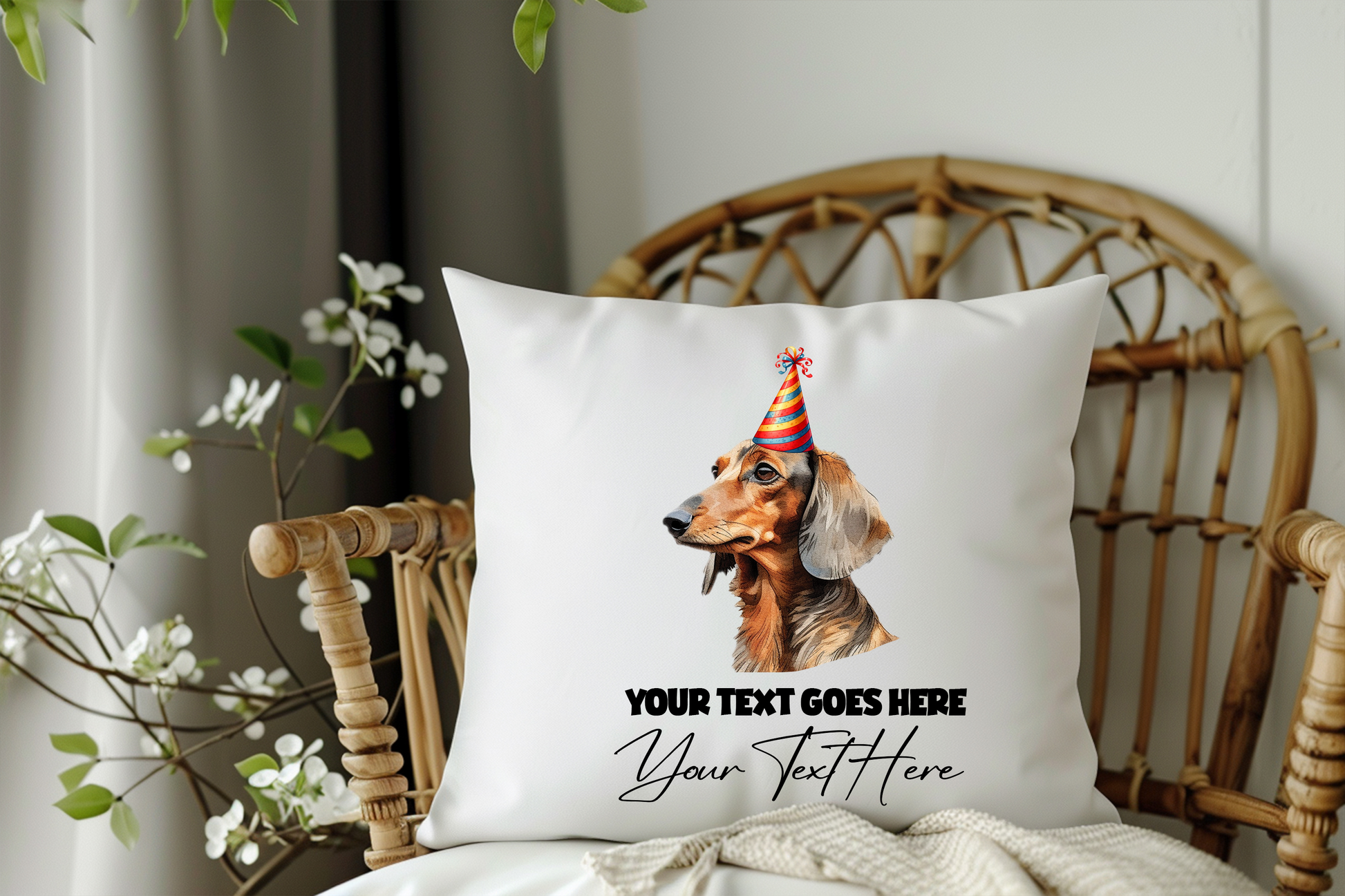 Dachshund Personalised Birthday Congratulations Pet Keepsake Cushion Gift
