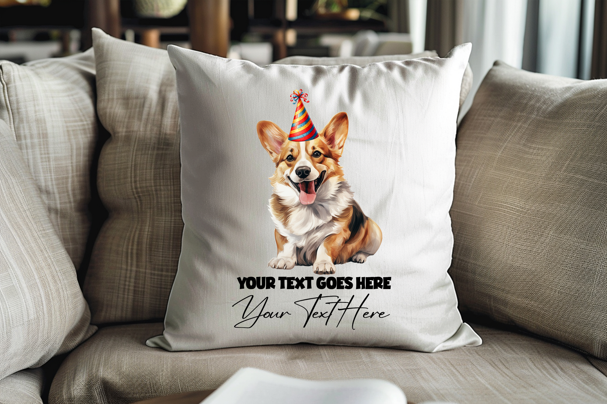 Corgi Personalised Birthday Congratulations Pet Cushion Gift