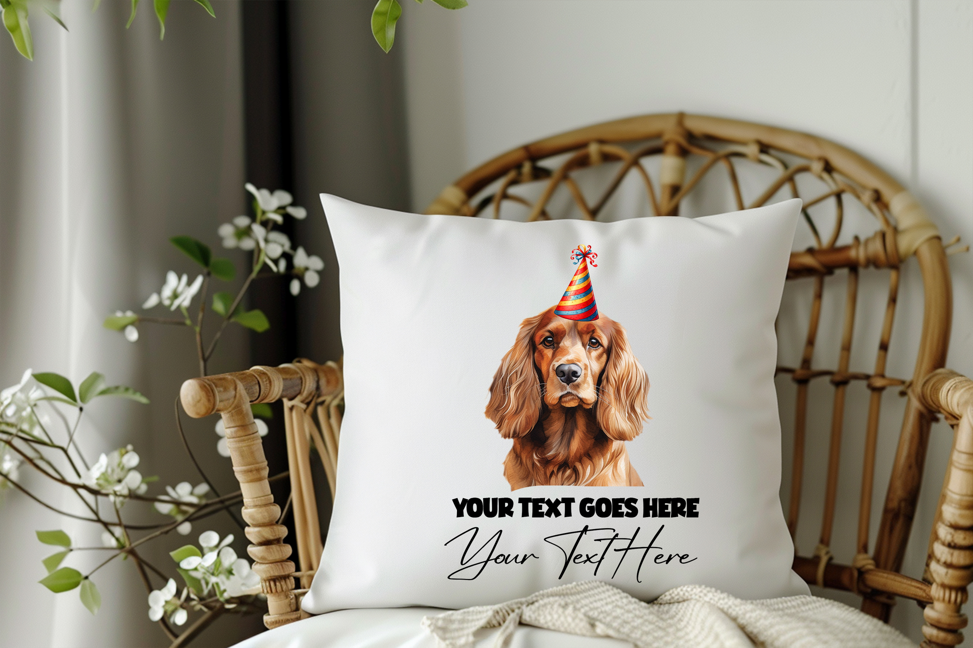 Cocker Spaniel Personalised Birthday Congratulations Pet Cushion Gift