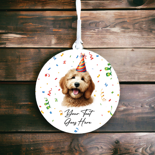 Personalised Pet Dog Birthday Party celebration – Golden Doodle - Keepsake Gift, by Floppsie Moppsie – floppsiemoppsie at floppsiemoppsie.co.uk